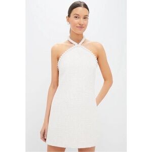 Hyacinth House Tuckernuck tweed pearl trim petra mini dress ivory white SM new